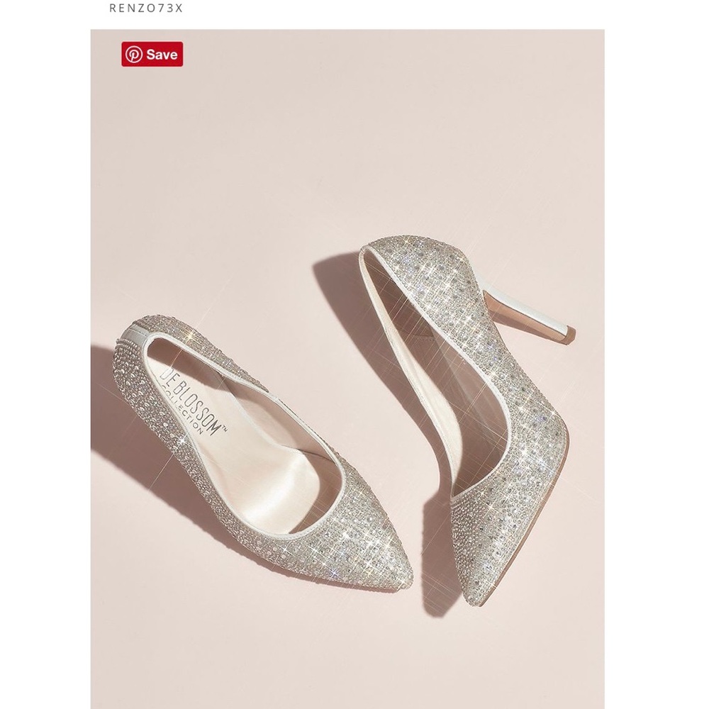 White and silver crystal Heels